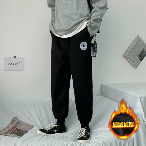 港风新款冬款加绒加厚休闲卫裤男大码宽松爆款束脚裤K35-P45图片