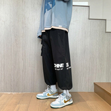 2022春季新款长裤九分裤印花宽松阔腿裤男士哈伦裤，男装休闲裤，星座810(原QT5070)