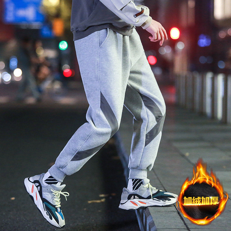 港风百搭加绒加厚卫裤男休闲ins爆款束脚裤K36-P45图片
