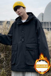 羽绒服男连帽工装外套90白鸭绒上衣宽松套头 YR7321-P290控408图片