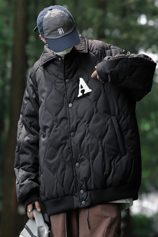 菱形格子棉衣男冬季胖子大码加厚夹棉外套翻领棒球服潮牌晋江棉服,男装棉衣,星座810(原QT5070)
