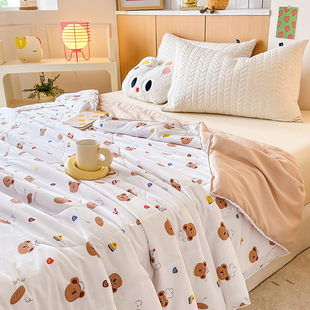 水洗棉夏凉被夏季 薄被子空调被双人夏被可机洗被子学生单人薄棉被