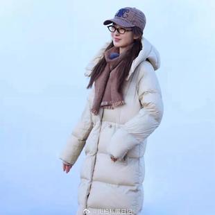 明星刘烨同款韩版宽松连帽羽绒服超厚中长款时尚抗寒保暖外套冬季