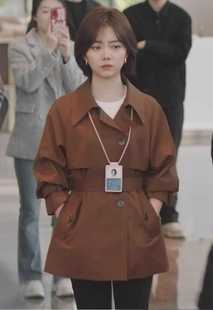 你比星光美丽纪星谭松韵同款收腰风衣复古气质通勤设计感宽松外套