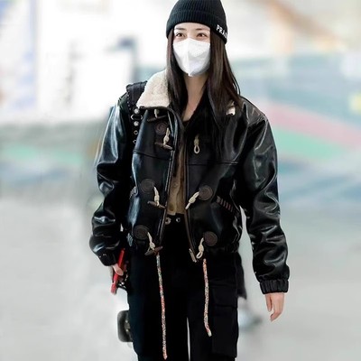 女牛角扣夹克服棉服2023秋冬