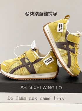 新款黄色运动鞋儿童2025秋季爆款女童百搭阿甘鞋男童户外跑步鞋潮