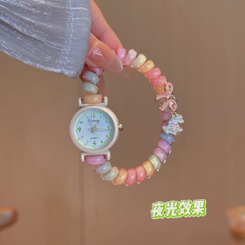 多巴胺糖果色电话线手表Y2K千禧甜妹夜光手链童趣少女学生氛围感