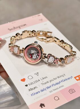 ins风可爱kt猫儿童学院风手表小女孩学生党上课简约高颜值看时间