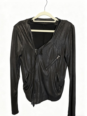 vintage古着纹理皮衣薄皮衣短外套