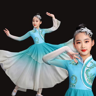 2025新款儿童夏季中国风古典舞演出服飘逸长裙古筝少儿伞舞团扇舞