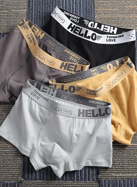 男士内裤男生抗菌宽松透气大码平角裤头青少年运动学生四角短裤衩