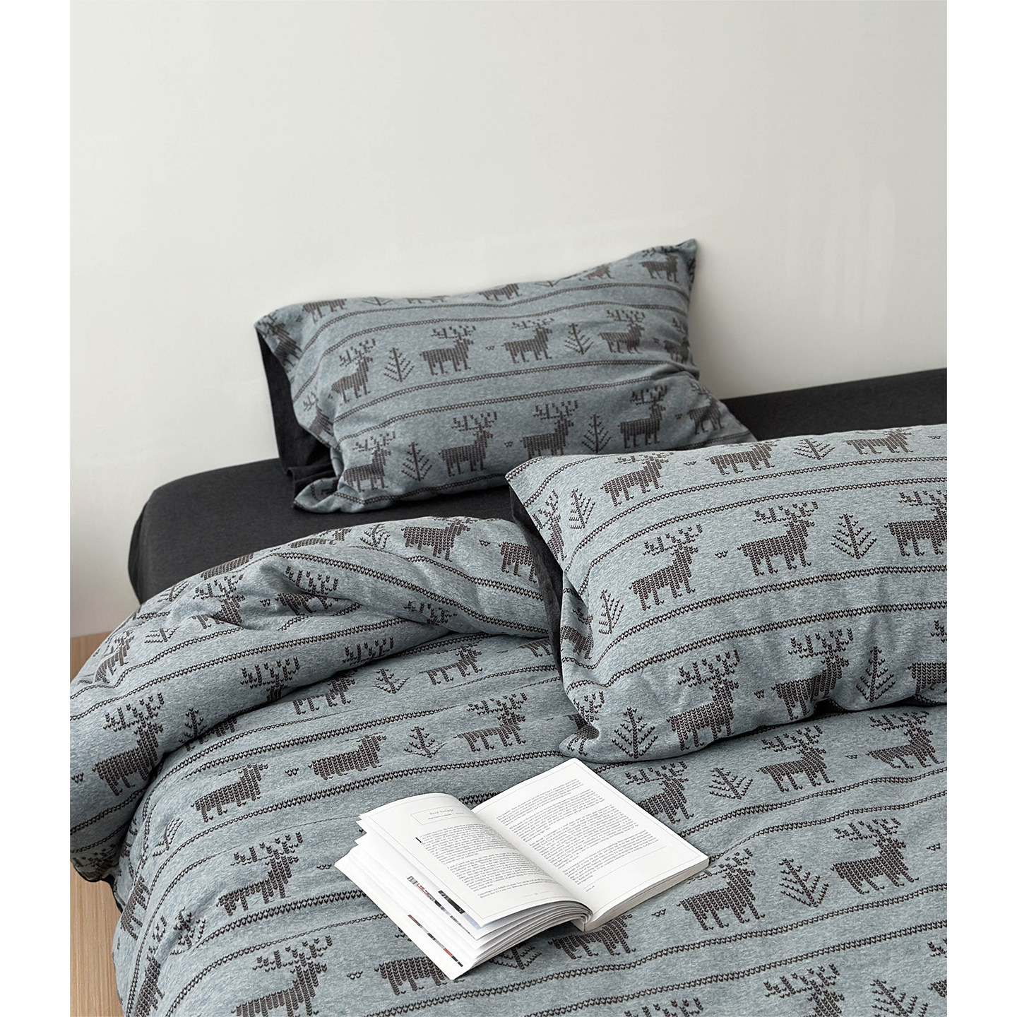 北欧费尔岛复古小鹿针织棉提花全棉床上四件套 裸睡纯棉床单被套,床上用品,床品套件/四件套/多件套,淘宝优惠券,粉丝福利购,淘宝优惠卷