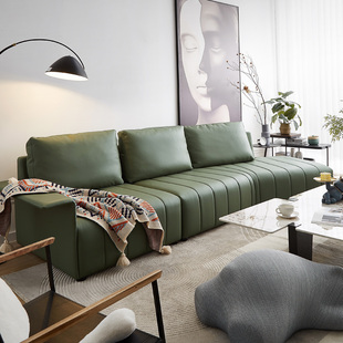 钢琴键真皮沙发现代轻奢意式极简弧形转角客厅简约小户型皮艺沙发