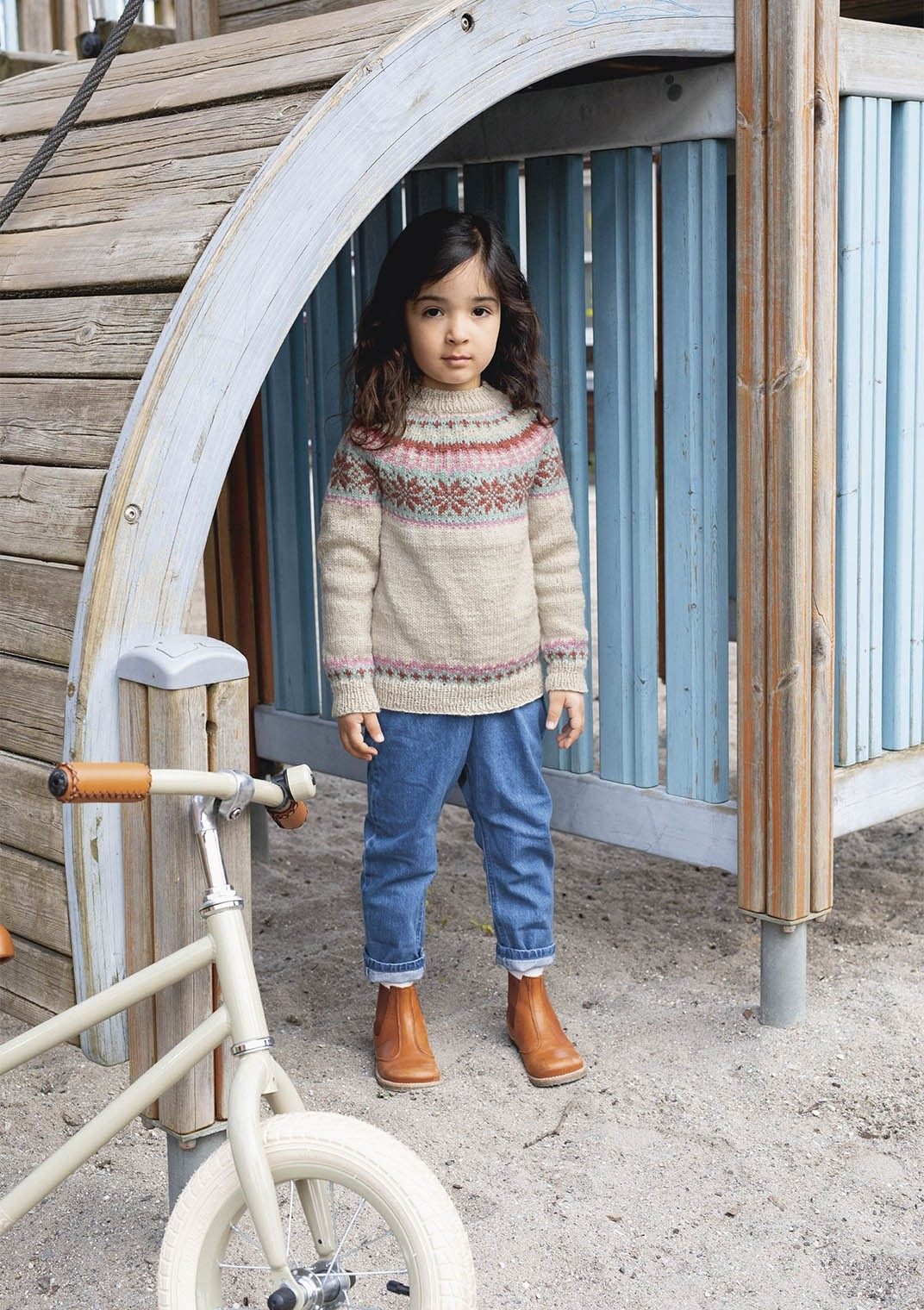 smart纯羊毛南希提花 diy手工儿童编织毛衣教程图纸2-12岁材料包