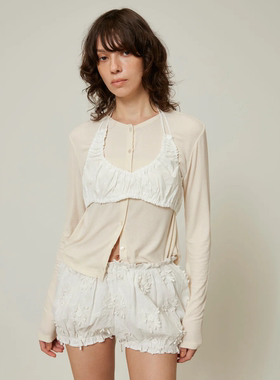 日单searoom 原单2025夏季新款薄款设计感百搭系带挂脖吊带背心女