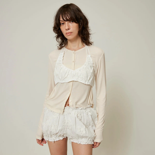 日单searoom 原单2025夏季新款薄款设计感百搭系带挂脖吊带背心女