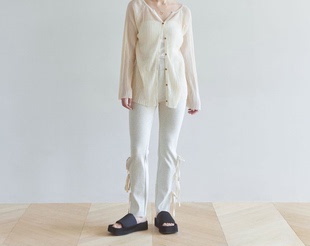 日单searoomlynn 原单2023新设计感小众织带绑带针织紧身休闲裤女