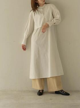 日单eaphi 原单2024春季新款设计感不对称长袖宽松中长款连衣裙女