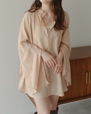 松设计感小众袖口开衩长款衬衫女