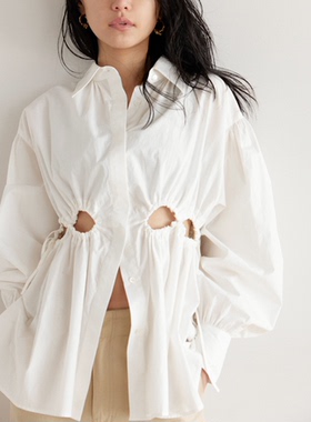 日单sear*om 原单2024夏季新款镂空收腰设计感小众长袖衬衫上衣女