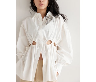 日单sear*om 原单2024夏季新款镂空收腰设计感小众长袖衬衫上衣女
