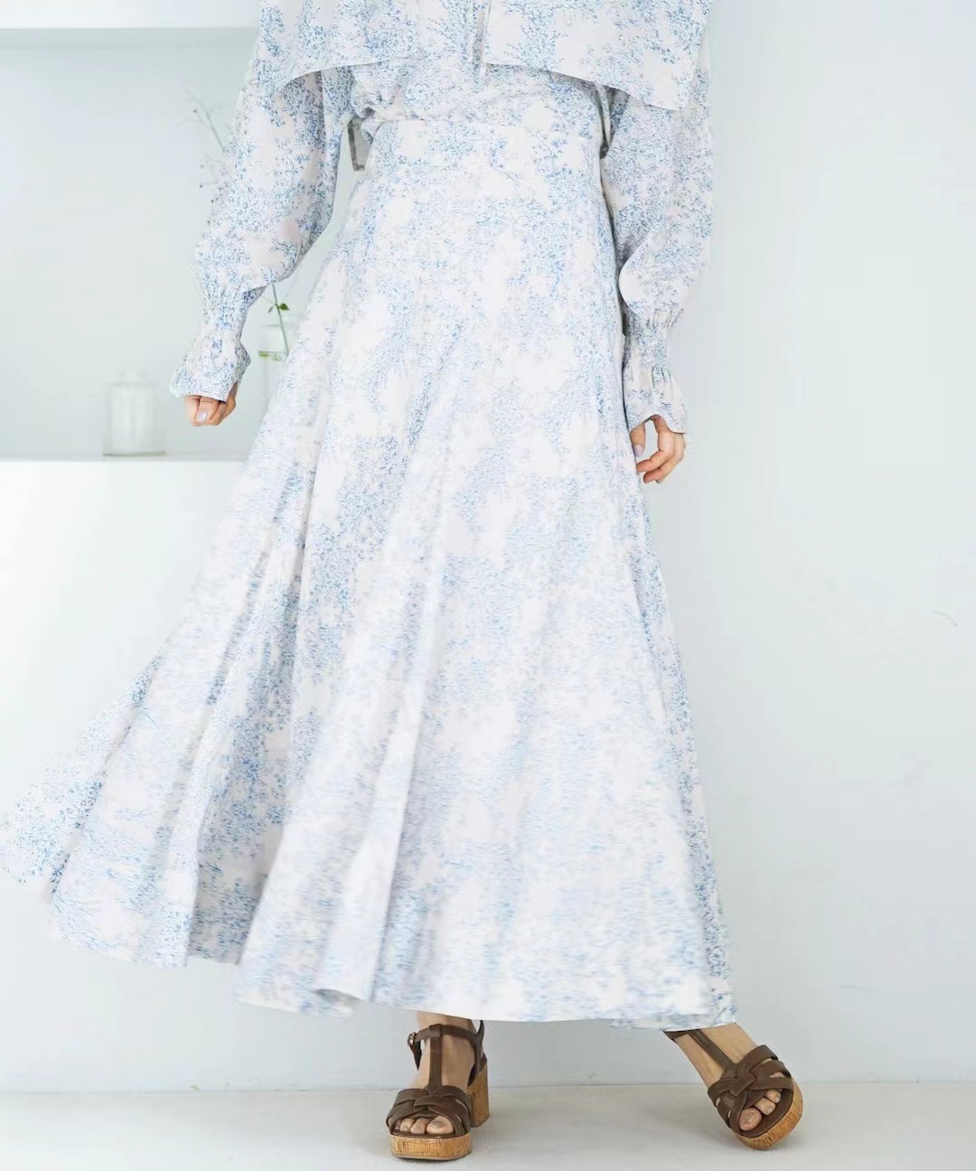 小众甜美雪纺碎花半身裙大摆裙