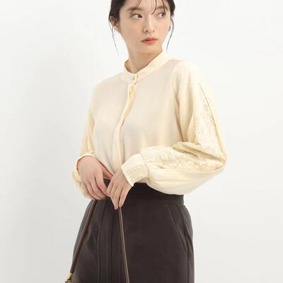 薄淑女百搭通勤蕾丝刺绣长袖衬衫