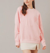 sugar 日单My 原单2023秋款 宽松粉色圆领刺绣印花薄男女卫衣