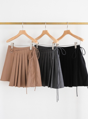 日单sear*om 原单薄款绒面压褶拼接设计感小众超短半裙附送内裙女