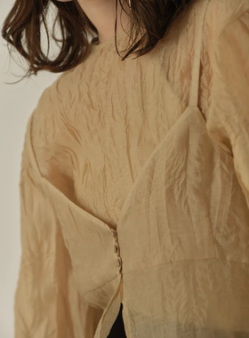 日单eap** 原单2023早秋新款薄款设计感小众乱褶背心长袖衬衫套装