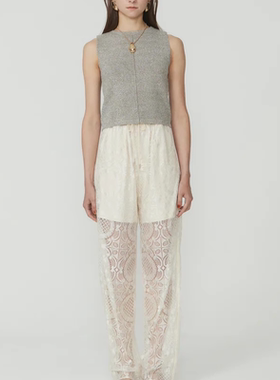 日单eaphi 原单2025夏季新款薄款百搭舒适蕾丝拼接阔腿裤休闲长裤