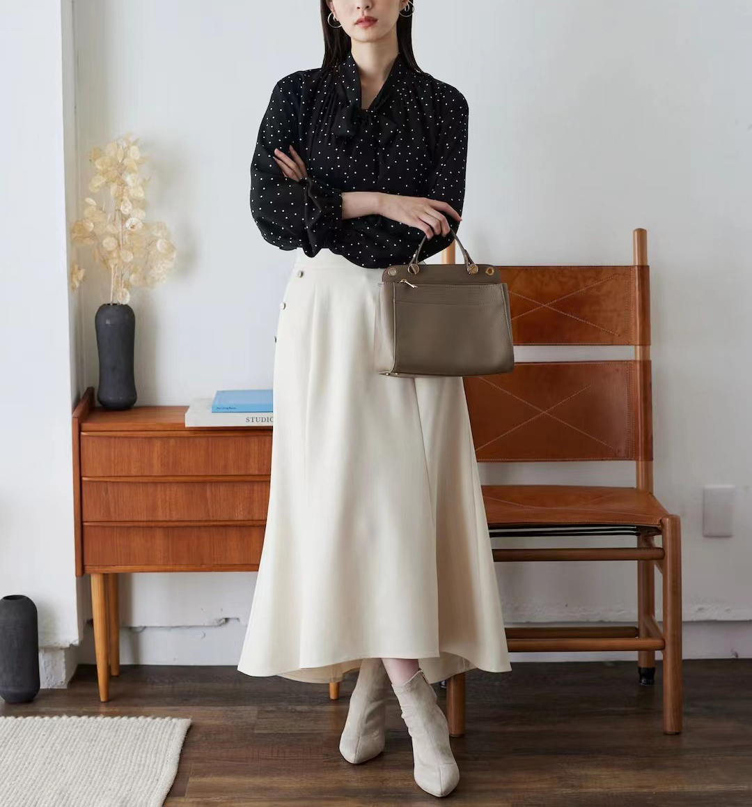 不规则裙摆拼接高腰半身裙女