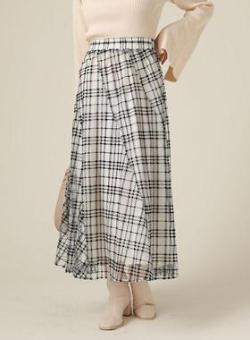 日单archives原单2022秋新款设计感小众格子网纱不规则裙摆半身裙