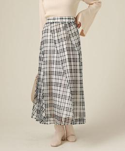 日单archives原单2022秋新款 设计感小众格子网纱不规则裙摆半身裙