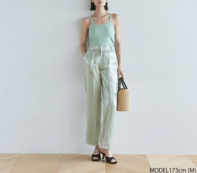 日单sear*om 原单2024年夏季新款纯色抗皱欧根纱双层长裤休闲裤女