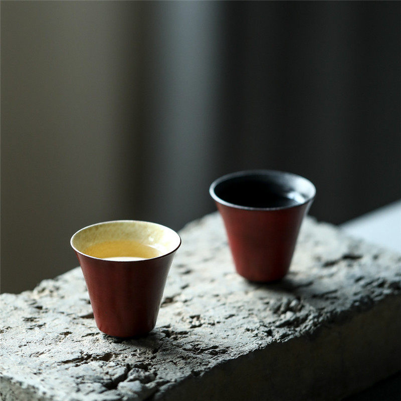 闻香杯原创手作故宫红品茗杯窑变茶具茶杯纯色礼物复古主人杯单杯