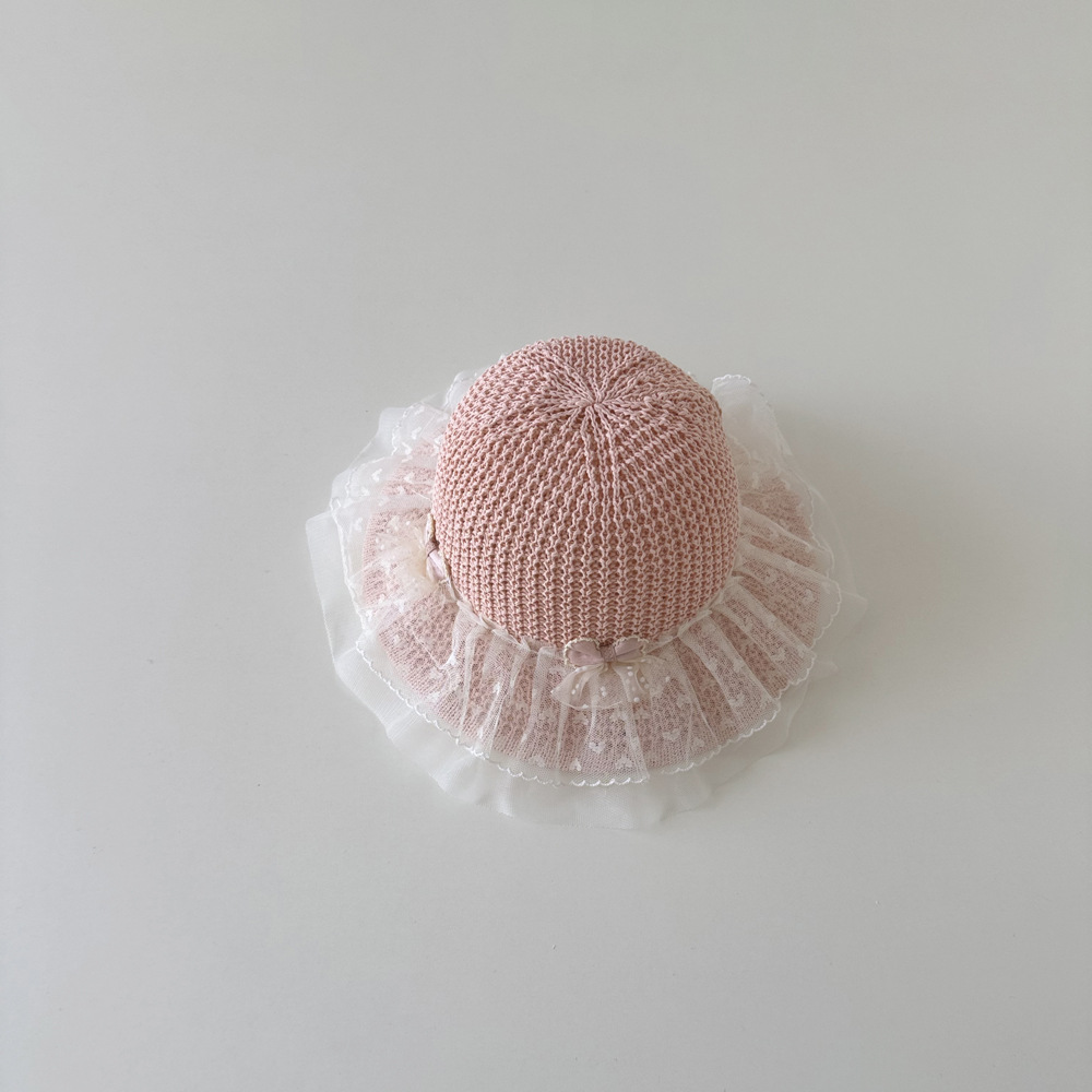 品牌特价撤柜甜美爱心纱草帽儿童遮阳帽婴儿防紫外线太阳帽 RC503