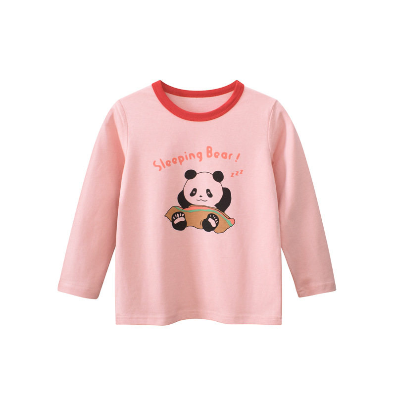 三折品牌清仓撤柜亲子装韩版儿童长袖T恤女宝宝打底衫熊猫卡通秋
