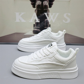 厚底小白鞋 2024秋季 男士 白色休闲鞋 板鞋 子学生轻便百搭运动鞋 男鞋