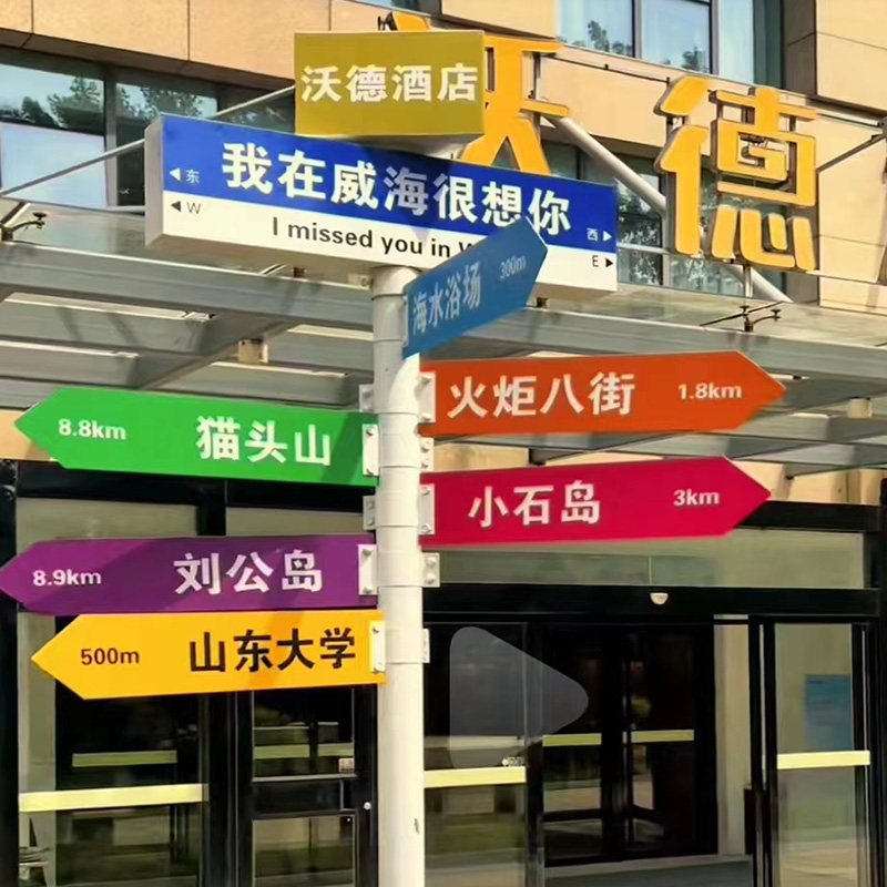 新款网红打卡拍照指示牌站牌标识牌导向牌景区指路牌指引牌定制