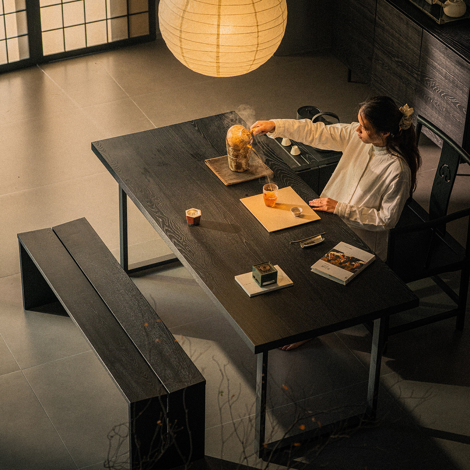 白蜡木原木侘寂风阳台小户型茶桌