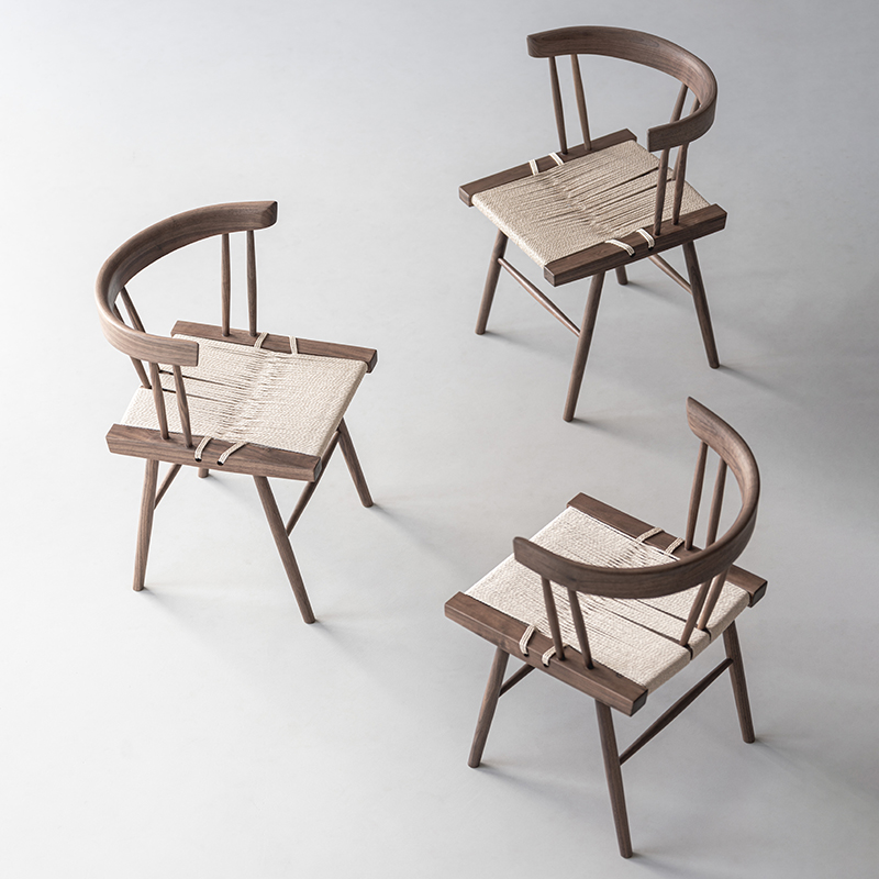 叁几黑胡桃木椅子中岛乔治草座椅