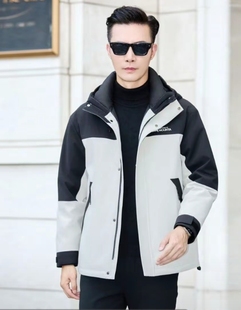 男人船王卡麦隆鳄鱼冬季男士可脱卸内胆防寒羽绒服商务冲锋衣拼接