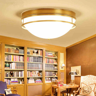 欧式全铜吸顶灯卧室书房阳台灯具过道玄关走廊灯简欧复古玻璃灯具