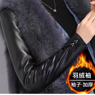 羽绒袖棉袖毛衣皮袖打底衫女冬袖子加绒加厚小衫配皮草马甲的内搭