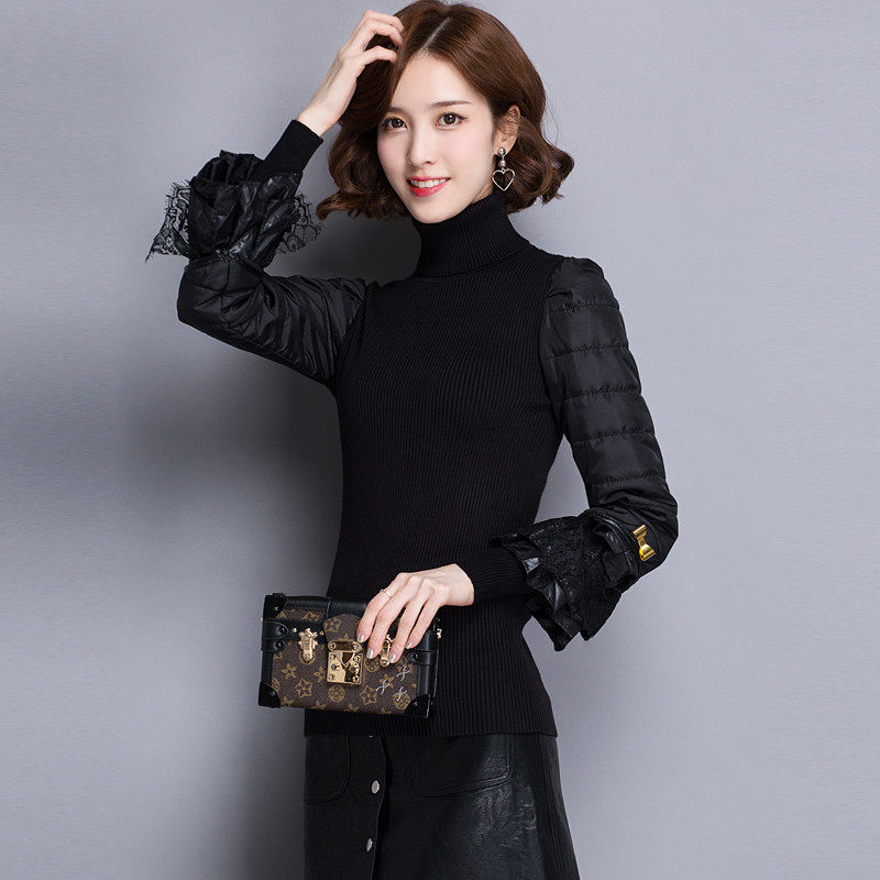 棉袖打底衫女冬加绒加厚毛衣搭配狐狸毛皮草套马甲的内搭羽绒棉袖,女装/女士精品,毛针织衫,淘宝优惠券,粉丝福利购,淘宝优惠卷
