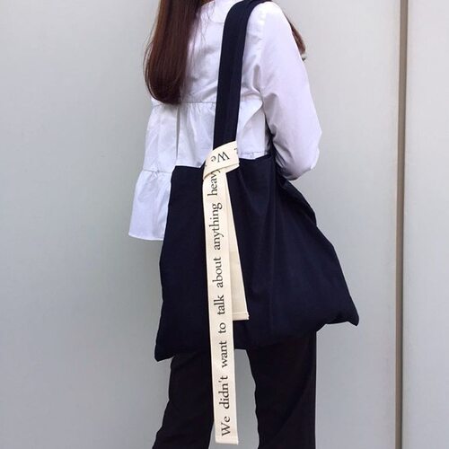 同色自制韩风unfold字母帆布包
