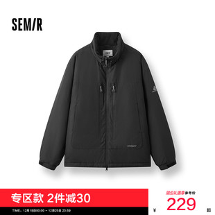 森马棉服男冬装 户外机能宽松立领棉衣 发热科技棉三防外套2025新款