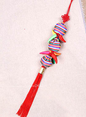 韩国传统彩条包辣椒挂件/韩国料理店墙挂/汽车挂件/H-P01473