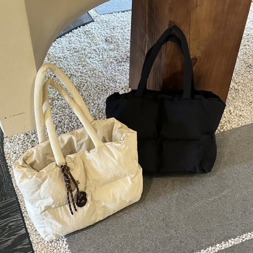 秋冬女包棉服菱格托特包泡芙夹棉毛绒包枕头包单肩包羽绒手提包